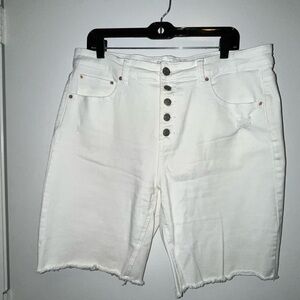 Time and Tru Cream High-Rise Denim Shorts